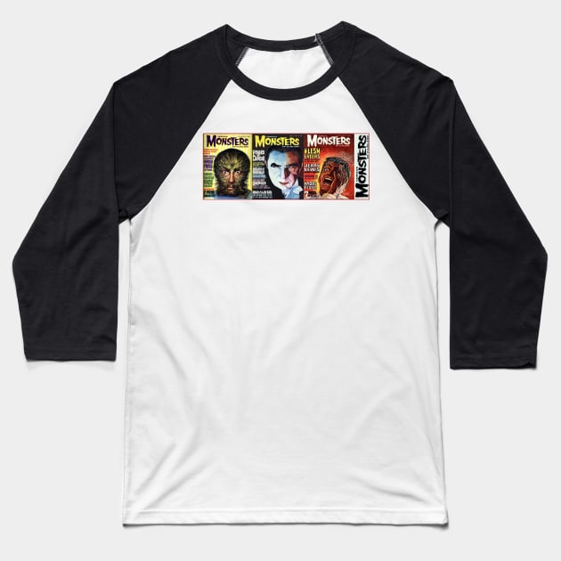 Classic Famous Monsters of Filmland Series 6 Baseball T-Shirt by Starbase79